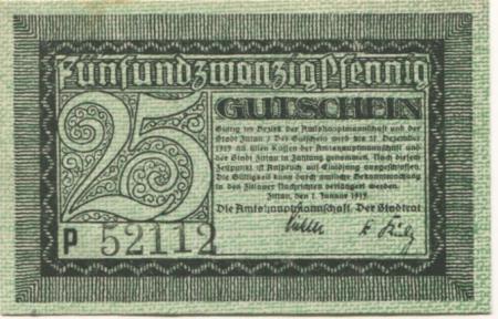 Zittau - Amtshauptmannschaft und Stadt - 1.1.1919 - 31.12.1919 - 25 Pfennig 