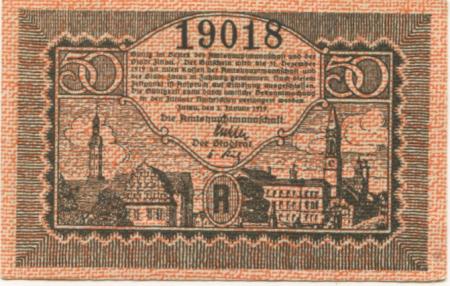 Zittau - Amtshauptmannschaft und Stadt - 1.1.1919 - 31.12.1919 - 50 Pfennig 