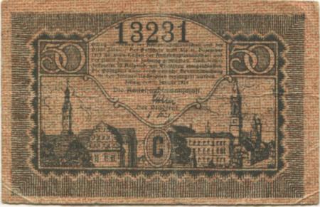 Zittau - Amtshauptmannschaft und Stadt - 1.1.1919 - 31.12.1919 - 50 Pfennig 