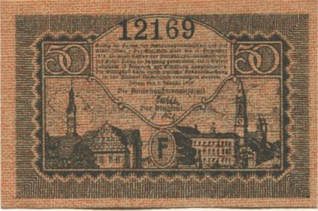 Zittau - Amtshauptmannschaft und Stadt - 1.1.1919 - 31.12.1919 - 50 Pfennig 