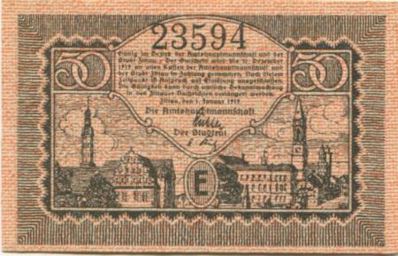 Zittau - Amtshauptmannschaft und Stadt - 1.1.1919 - 31.12.1919 - 50 Pfennig 