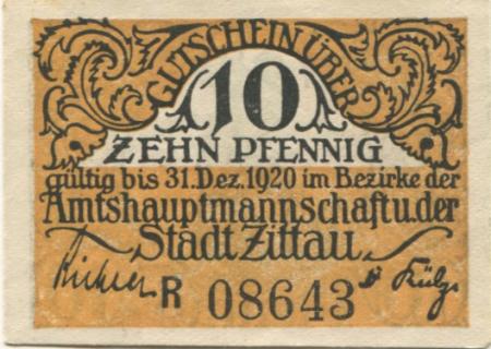 Zittau - Amtshauptmannschaft und Stadt - - 31.12.1920 - 10 Pfennig 