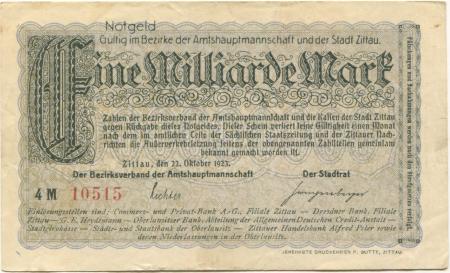 Zittau - Amtshauptmannschaft und Stadt - 15.10.1923 - 500 Millionen Mark 