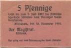 Züllichau (heute: PL-Sulechów) - Stadt - 30.12.1916 - 1.7.1917 - 5 Pfennig 