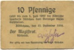 Züllichau (heute: PL-Sulechów) - Stadt - 30.12.1916 - 1.7.1917 - 10 Pfennig 