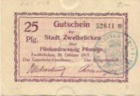 Zweibrücken - Stadt - 20.2.1917 - 25 Pfennig 