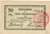Zweibrücken - Stadt - 20.2.1917 - 50 Pfennig 