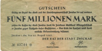 Zwickau - Stadt - 20.8.1923 - 5 Millionen Mark 