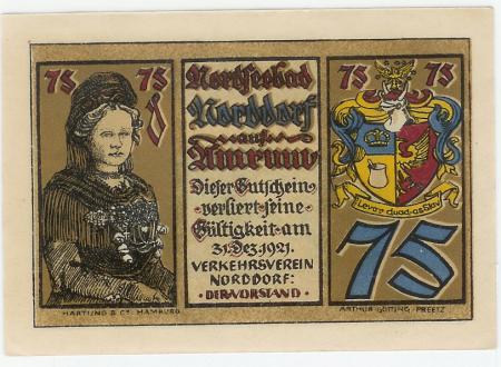 Amrum-Norddorf - Verkehrsverein Norddorf - - 31.12.1921 - 75 Pfennig 