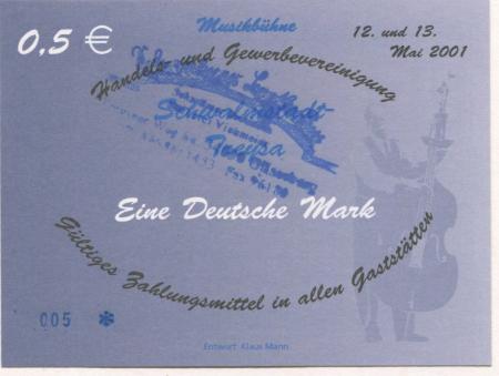 Gilserberg - Viehmeier, Friedrich, Schwälmer Brotladen, Treysaer Weg 6a - 12./13.5.2001 - 0.5 Euro 