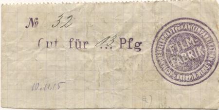Greppin (heute: Bitterfeld-Wolfen) - AG für Anilin-Fabrikation, Greppin-Werke, Film-Fabrik - 10.11.1915 - 13 Pfennig 