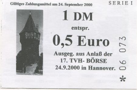 Hannover-Döhren - 1.Telekartenverein Hannover eV, Hildesheimer Str. 293 - 24.9.2000 - 1 Mark 