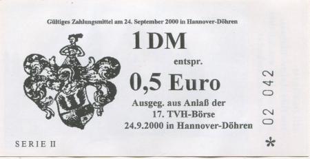 Hannover-Döhren - 1.Telekartenverein Hannover eV, Hildesheimer Str. 293 - 24.9.2000 - 1 Mark 
