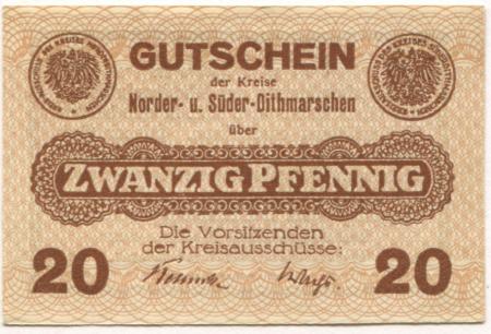 Heide und Meldorf - Kreis Norderdithmarschen und Süderdithmarschen - -- - 20 Pfennig 
