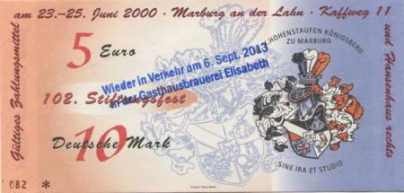 Marburg - Elisabethbräu GmbH, Steinweg 45, Gasthausbrauerei - 6.9.2013 - 5 Euro 