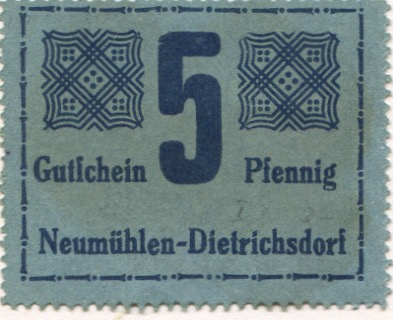 Neumühlen-Dietrichsdorf (heute: Kiel) - Gewerbetreibende - -- - 5 Pfennig 