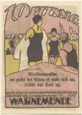 Rostock -Warnemünde - Badeverwaltung - 31.5.1922 - 10 Pfennig 