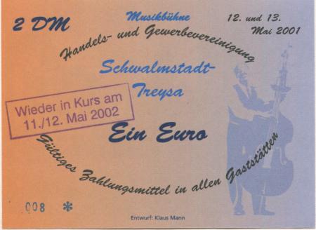 Schwalmstadt - Handels- und Gewerbevereinigung - 11./12.5.2002 - 1 Euro 