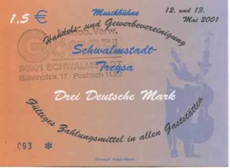 Schwalmstadt - Ravera, Carlo, Eis Venezia, Bahnhofstr. 24 - 12./13.5.2001 - 1.50 Euro 
