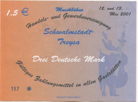Schwalmstadt - Müller, Jörg, Cafe, Stadtbäckerei, Konditorei, Marktplatz 16 - 12./13.5.2001 - 1.50 Euro 
