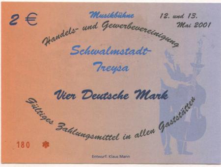 Schwalmstadt - Müller, Jörg, Cafe, Stadtbäckerei, Konditorei, Marktplatz 16 - 12./13.5.2001 - 2 Euro 