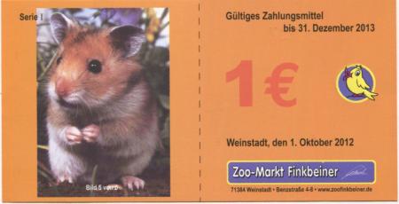Weinstadt - Finkbeiner, Zoo-Markt, Benzstr. 4-8 - 1.10.2012 - 31.12.2013 - 1 Euro 