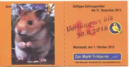 Weinstadt - Finkbeiner, Zoo-Markt, Benzstr. 4-8 - 1.10.2012 - 30.6.2014  - 1 Euro 