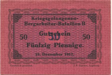 * - Kriegsgfangenen-Bergarbeiter-Bataillon II - 15.12.1917 - 50 Pfennig 