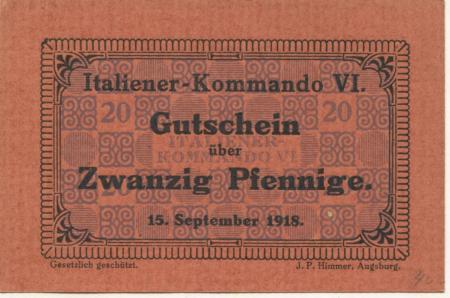 * - Italiener-Kommando VI - 15.9.1918 - 20 Pfennig 