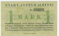 Alfeld - Stadt - 1.12.1918 - 1.2.1919 - 1 Mark 