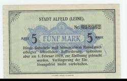 Alfeld - Stadt - 1.12.1918 - 1.2.1919 - 5 Mark 