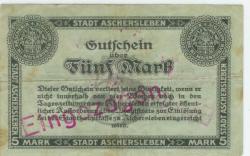 Aschersleben - Stadt - 15.10.1918 - 5 Mark