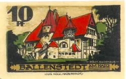 Ballenstedt - Stadt - 22.3.1921 - 10 Pfennig 