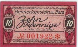 Benneckenstein (heute: Oberharz) - Stadt - Juli 1920 - 10 Pfennig