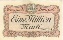 Benrath (heute: Düsseldorf) - Gemeinde - 15.8.1923 - 1 Million Mark