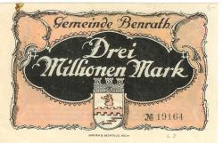 Benrath (heute: Düsseldorf) - Gemeinde - 7.9.1923 - 3 Millionen Mark