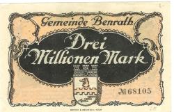 Benrath (heute: Düsseldorf) - Gemeinde - 7.9.1923 - 3 Millionen Mark