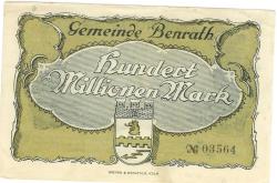 Benrath (heute: Düsseldorf) - Gemeinde - 21.9.1923 - 100 Millionen Mark