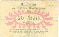 Berchtesgaden - Distrikt - 29.4.1919 - 1.8.1919 - 20 Mark