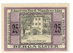 Berga - Stadt -22.6.1920 - 31.12.1922 - 25 Pfennig