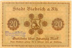 Biebrich (heute: Wiesbaden) - Stadt - 1918 - 1.2.1919 - 20 Mark