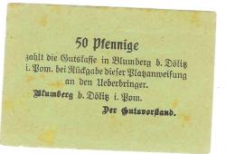 Blumberg (heute: PL-Dolice) - Kitzel, Otto, Gut - -- - 50 Pfennig