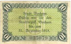 Bochum - Stadt - 12.12.1917 - 31.12.1918 - 10 Pfennig