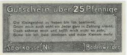 Bodenwerder - Sparkasse der Stadt - 1.12.1919 - 1.1.1922 - 25 Pfennig