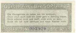 Bodenwerder - Sparkasse der Stadt - 1.12.1919 - 1.1.1922 - 50 Pfennig
