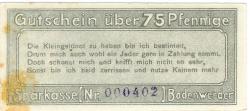 Bodenwerder - Sparkasse der Stadt - 1.12.1919 - 1.1.1922 - 75 Pfennig