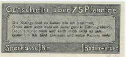 Bodenwerder - Sparkasse der Stadt - 1.12.1919 - 1.1.1922 - 75 Pfennig
