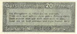 Bodenwerder - Sparkasse der Stadt - 1.5.1920 - 1.1.1922 - 20 Pfennig