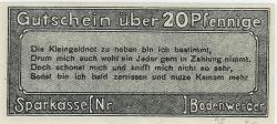 Bodenwerder - Sparkasse der Stadt - 1.5.1920 - 1.1.1922 - 20 Pfennig