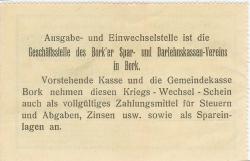Bork (heute: Selm) - Spar- und Darlehnskasse - 15.8.1914 - 1.4.1915 - 2 Mark 